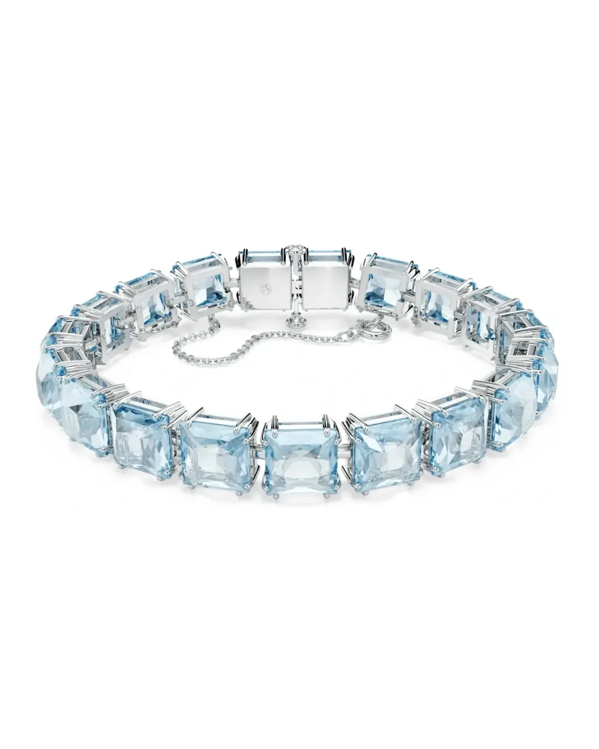 Bracelet Swarovski Millenia cristaux carrés bleu métal rhodié femme