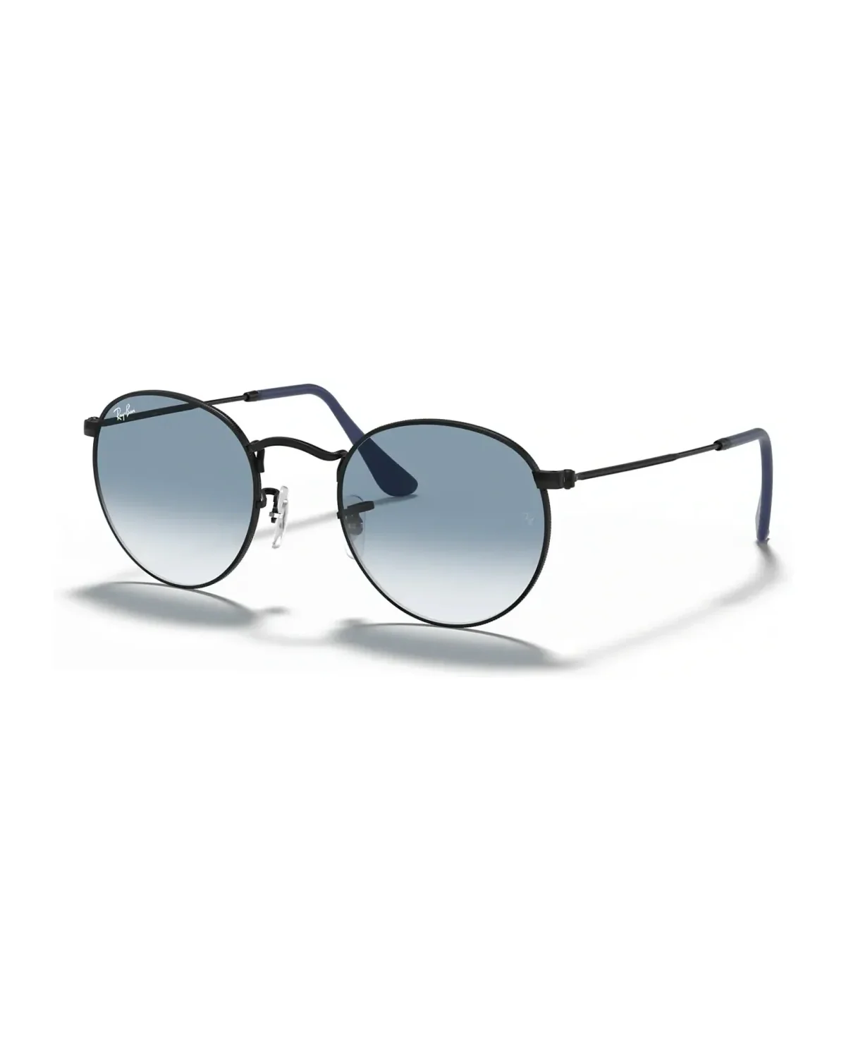 Lunettes de soleil Ray-Ban RB3447 monture ronde métal noir mat verres bleu