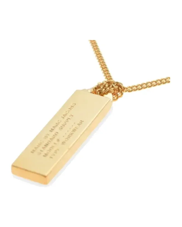 Collier Marc Jacobs plaque acier plaqué doré
