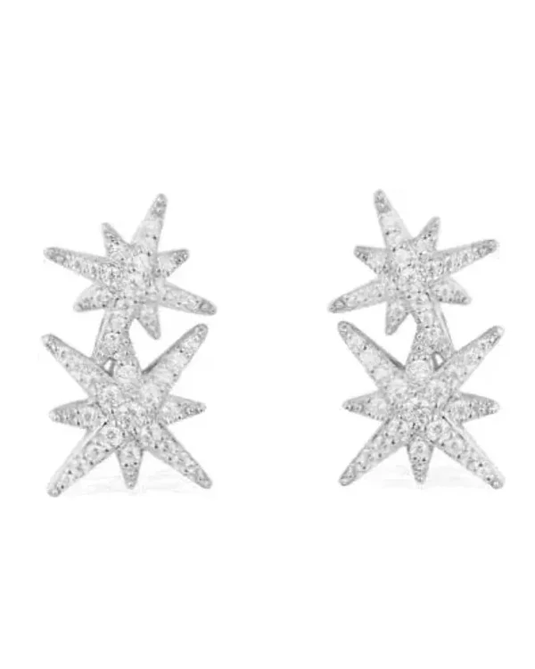 Boucles d'oreilles APM Monaco doubles météorites argent 925 cristaux femme