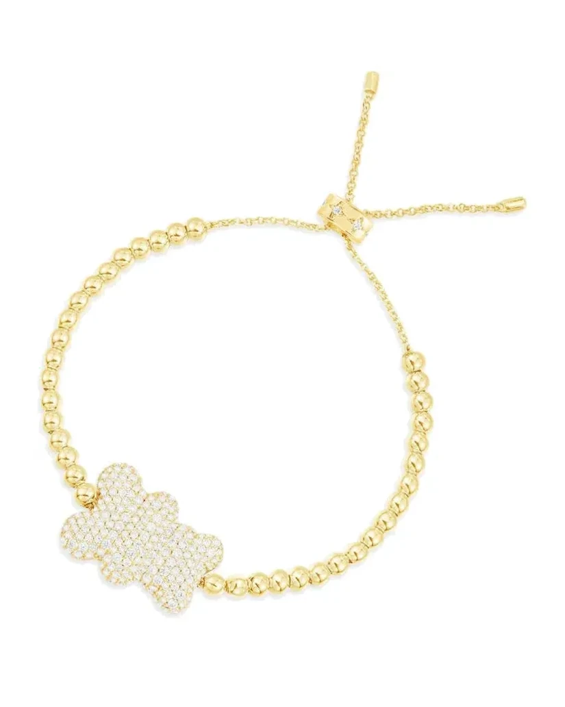 Bracelet APM Monaco Yummy Bear ajustable plaqué or jaune oxyde de zirconium unisexe