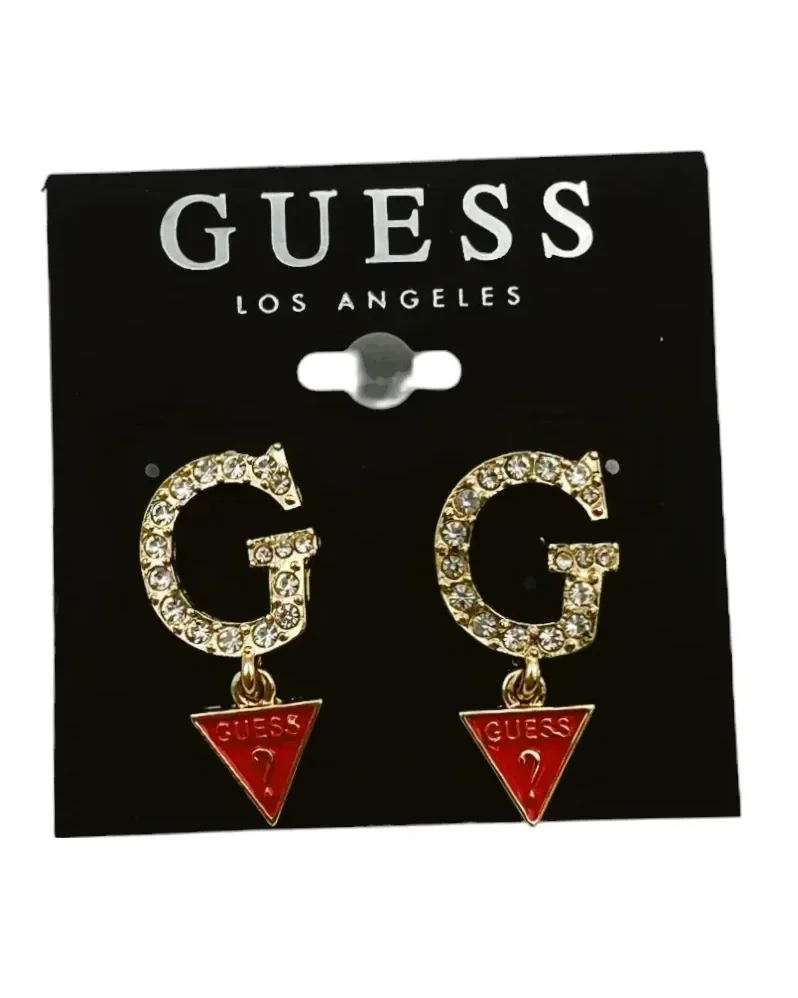 Boucles d'oreilles Guess lettre G charm triangle zirconium plaqué or femme