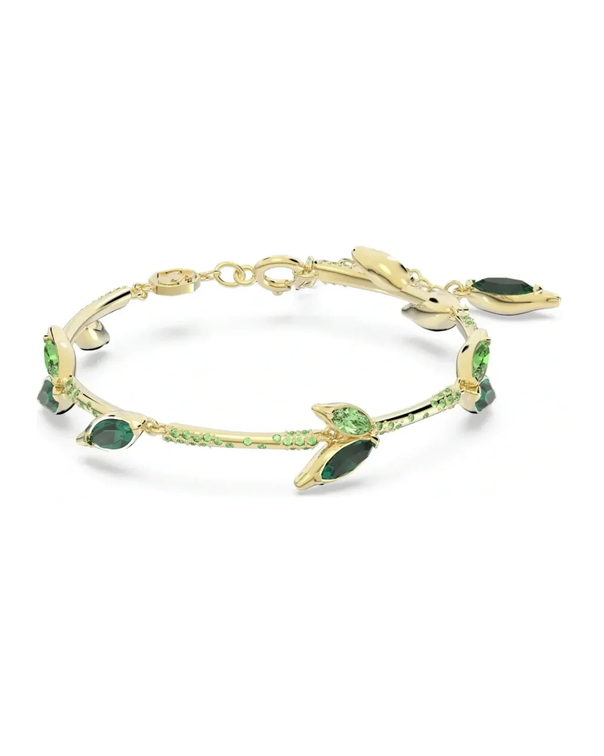 Bracelet Swarovski Dellium cristaux verts plaqué or femme