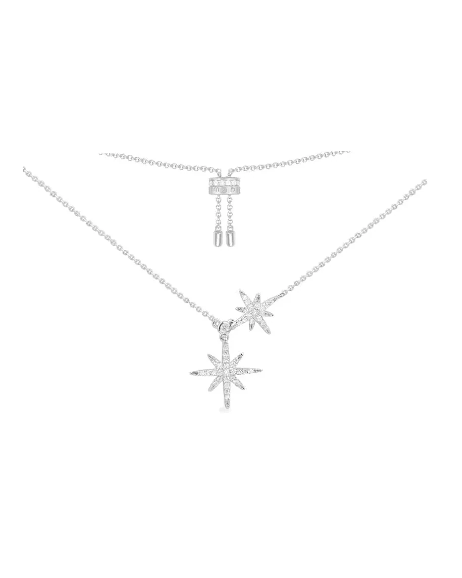 Collier APM Monaco ajustable doubles étoiles météorites argent 925