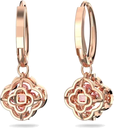Boucles d'oreilles Una - Or rose et cristaux — vue 2