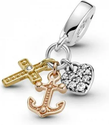 Charm Pandora Pendant Argent Triple Symbolique Tricolore — vue 4