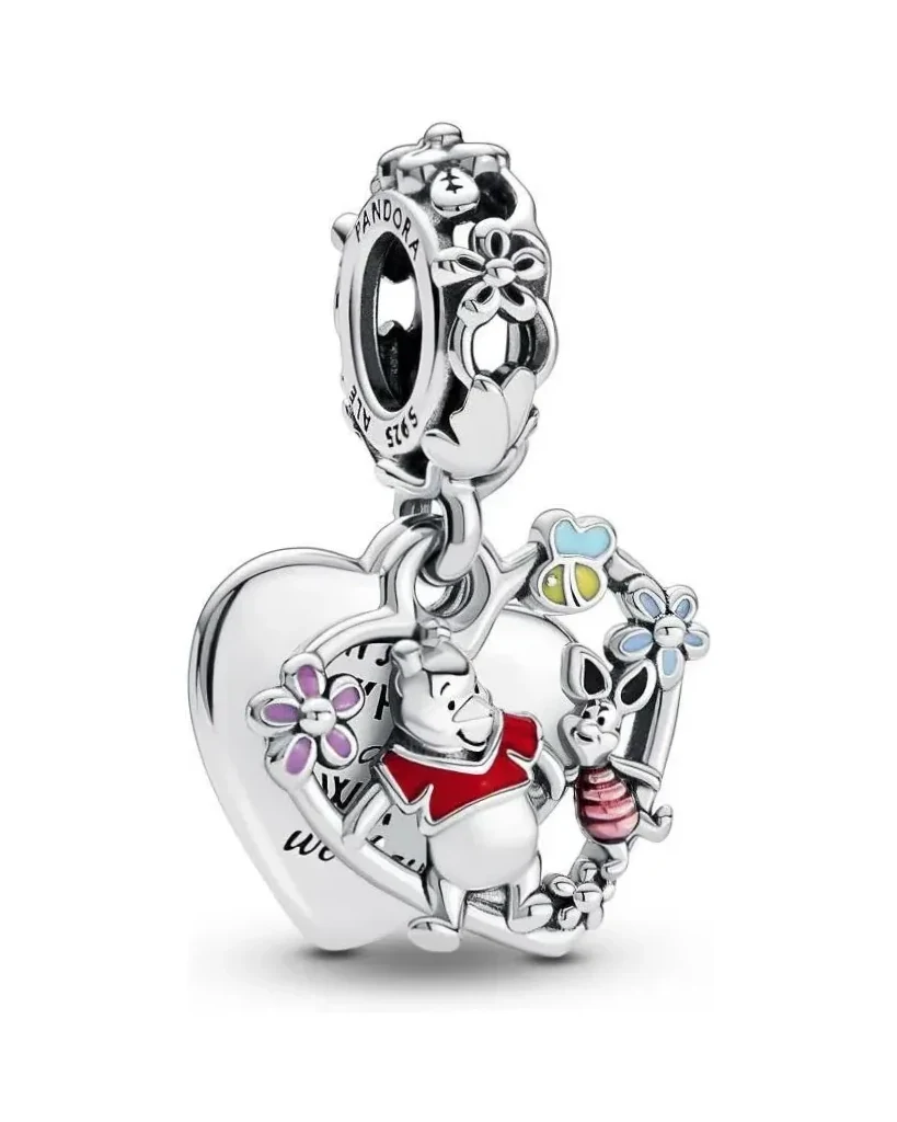 Charm Pandora Pendant Double Disney Winnie l'Ourson Porcinet Argent 925 Multicolore Femme