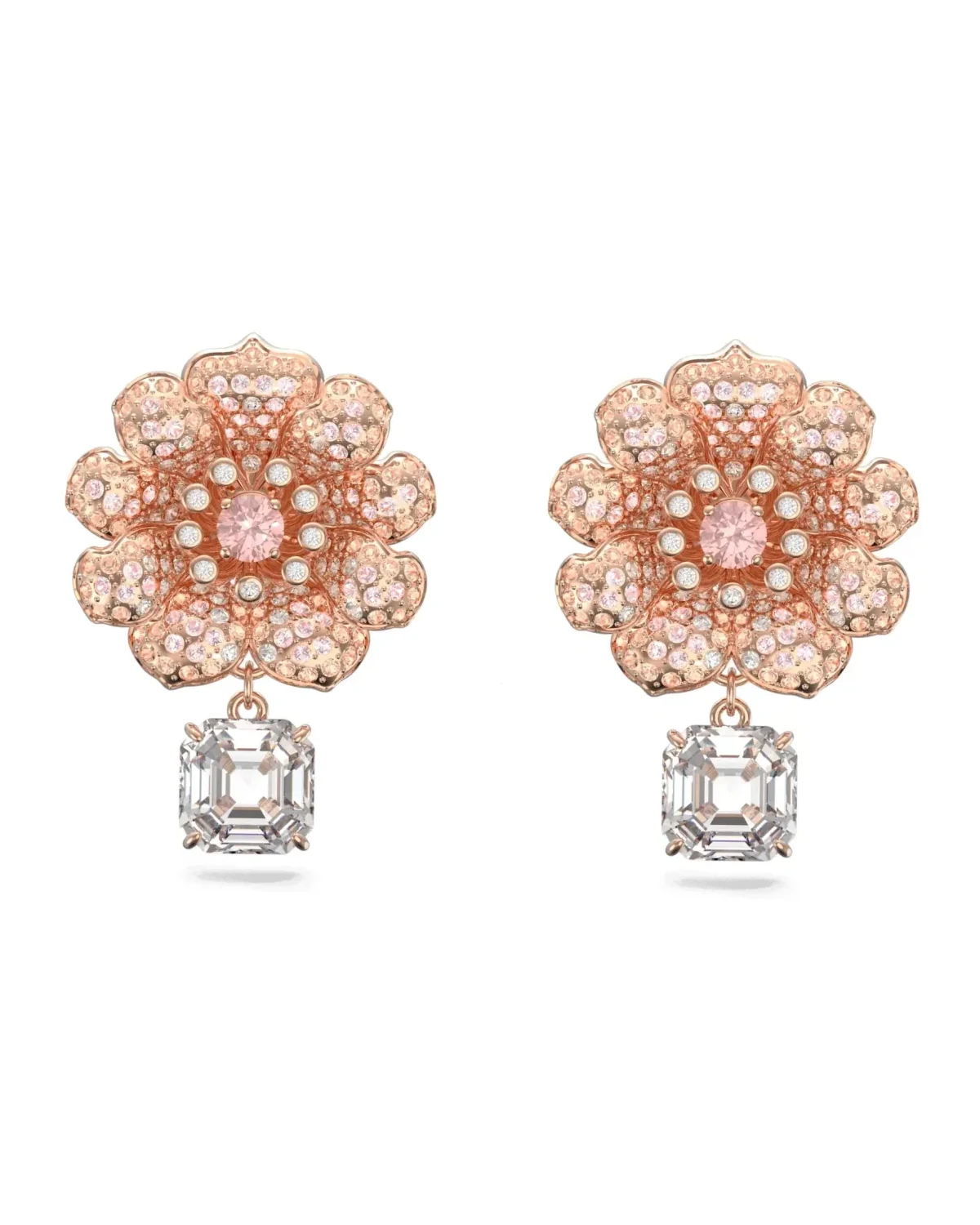 Boucles d'oreilles Swarovski Connexus plaqué or rose cristaux zirconium femme