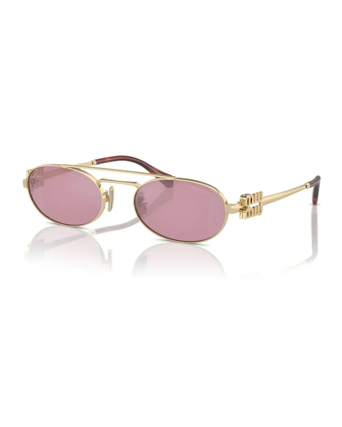 Lunettes de soleil Miu Miu - Monture dorée et verres roses