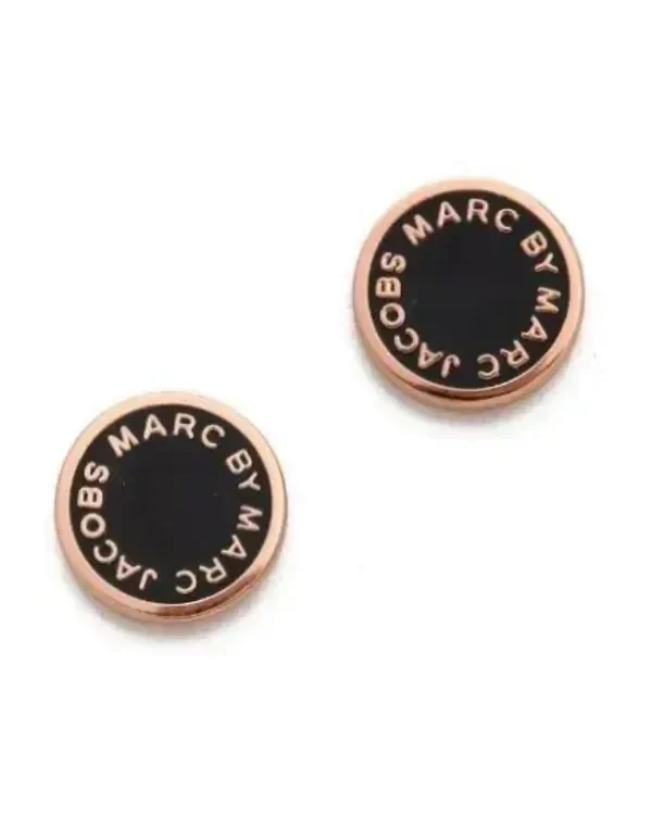Boucles d'oreilles Marc Jacobs disque acier inoxydable noir femme