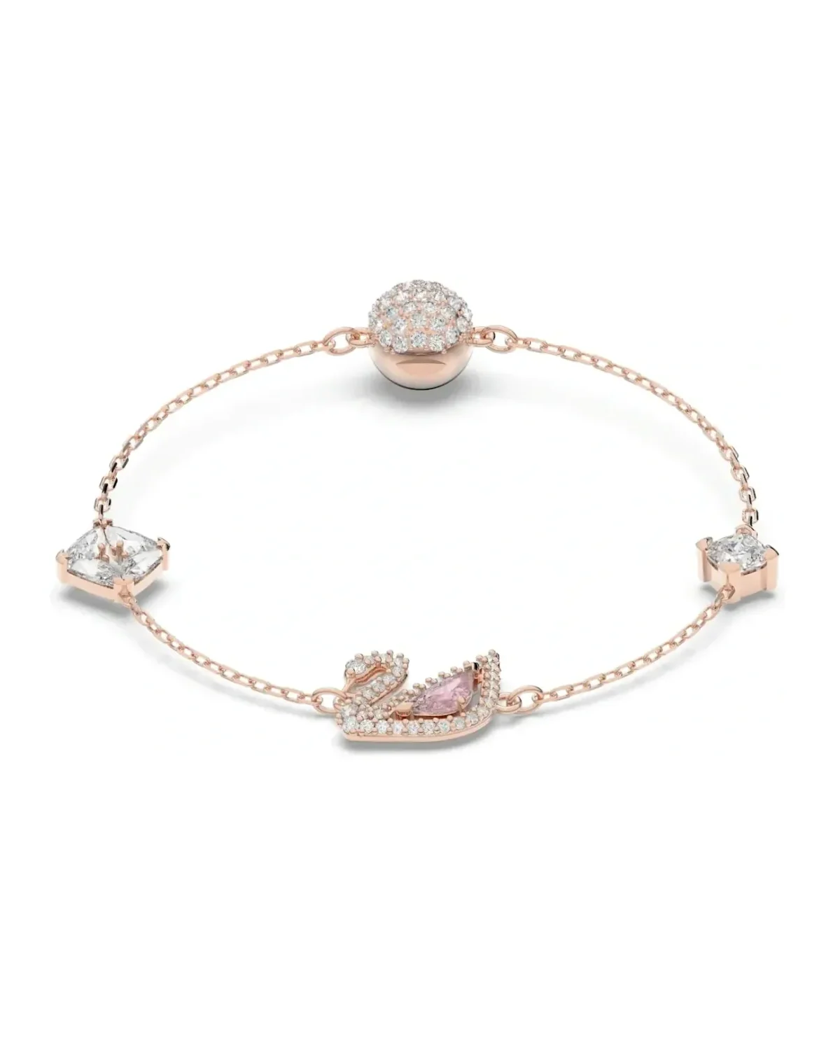 Bracelet Swarovski Dazzling Swan métal plaqué or rose femme