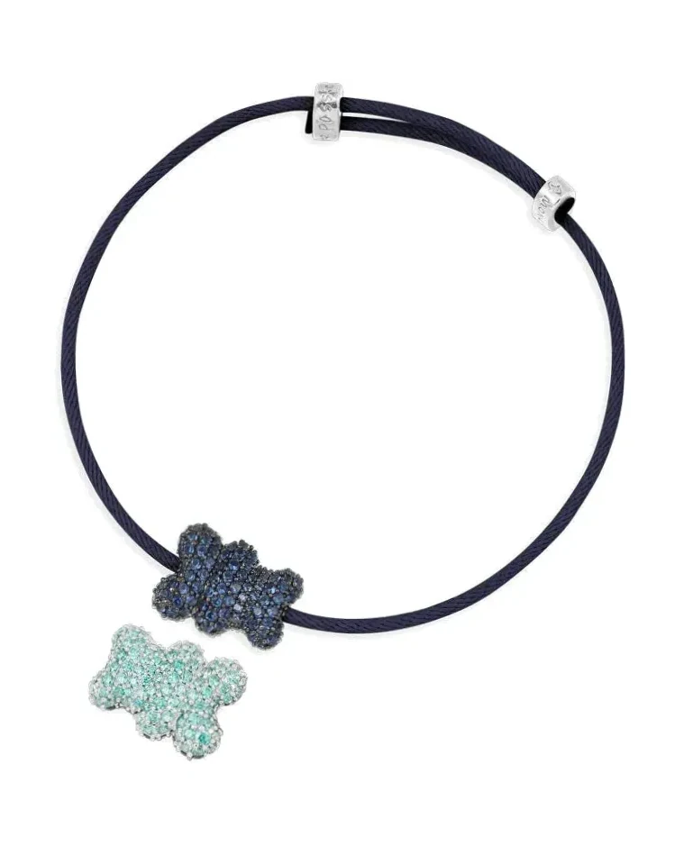 Bracelet APM Monaco Yummy Bear Baby Captain nylon bleu argent 925 unisexe