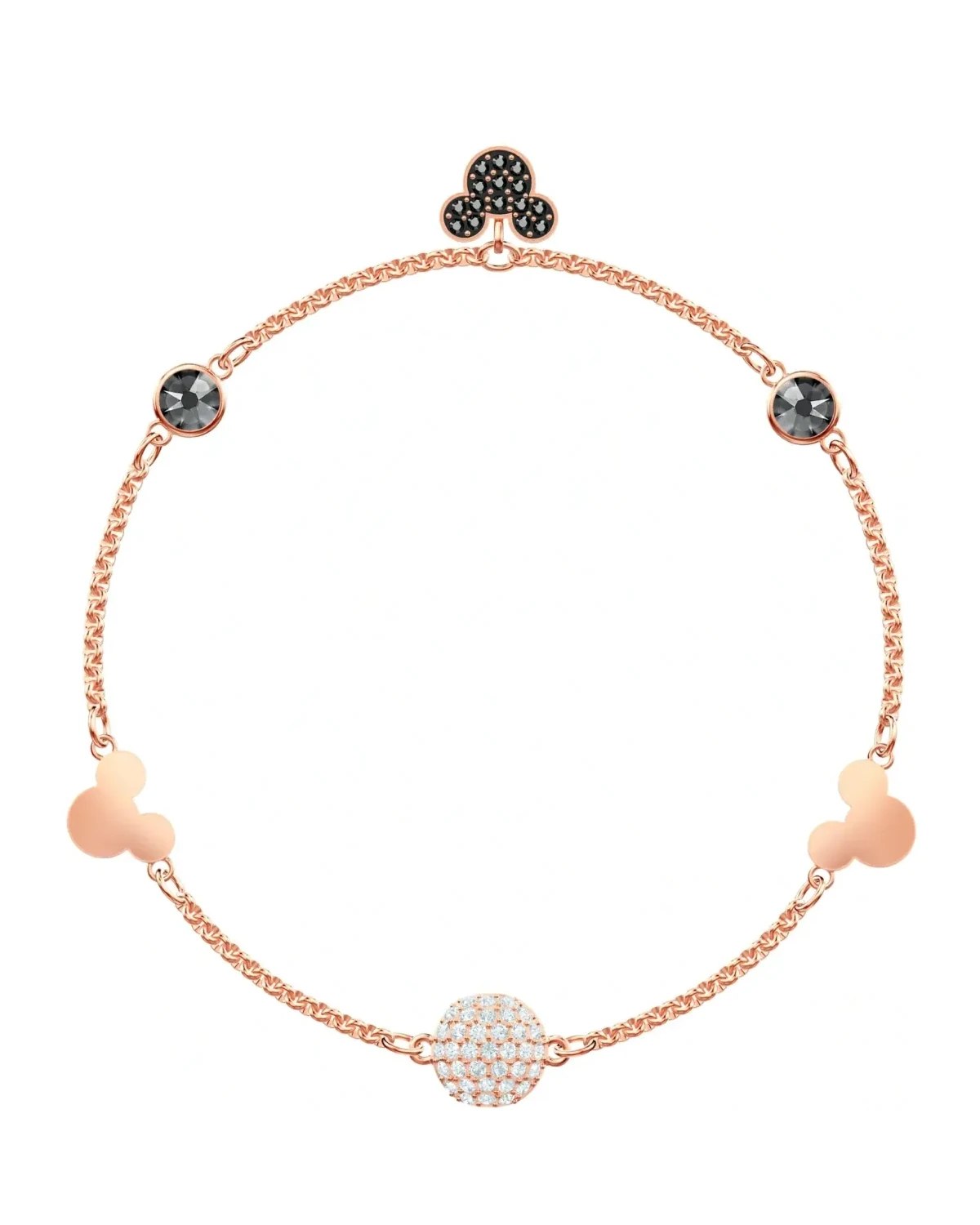 Bracelet Swarovski Remix Mickey plaqué or rose cristaux noirs femme