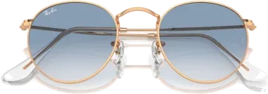Lunettes de soleil Ray-Ban Round Metal dorées or rose — vue 2