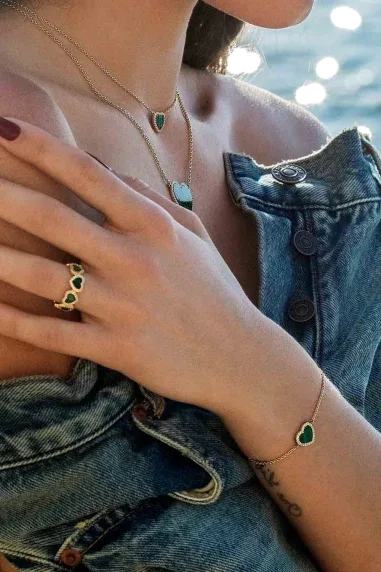 Bracelet Cœur Malachite APM Monaco — vue 2