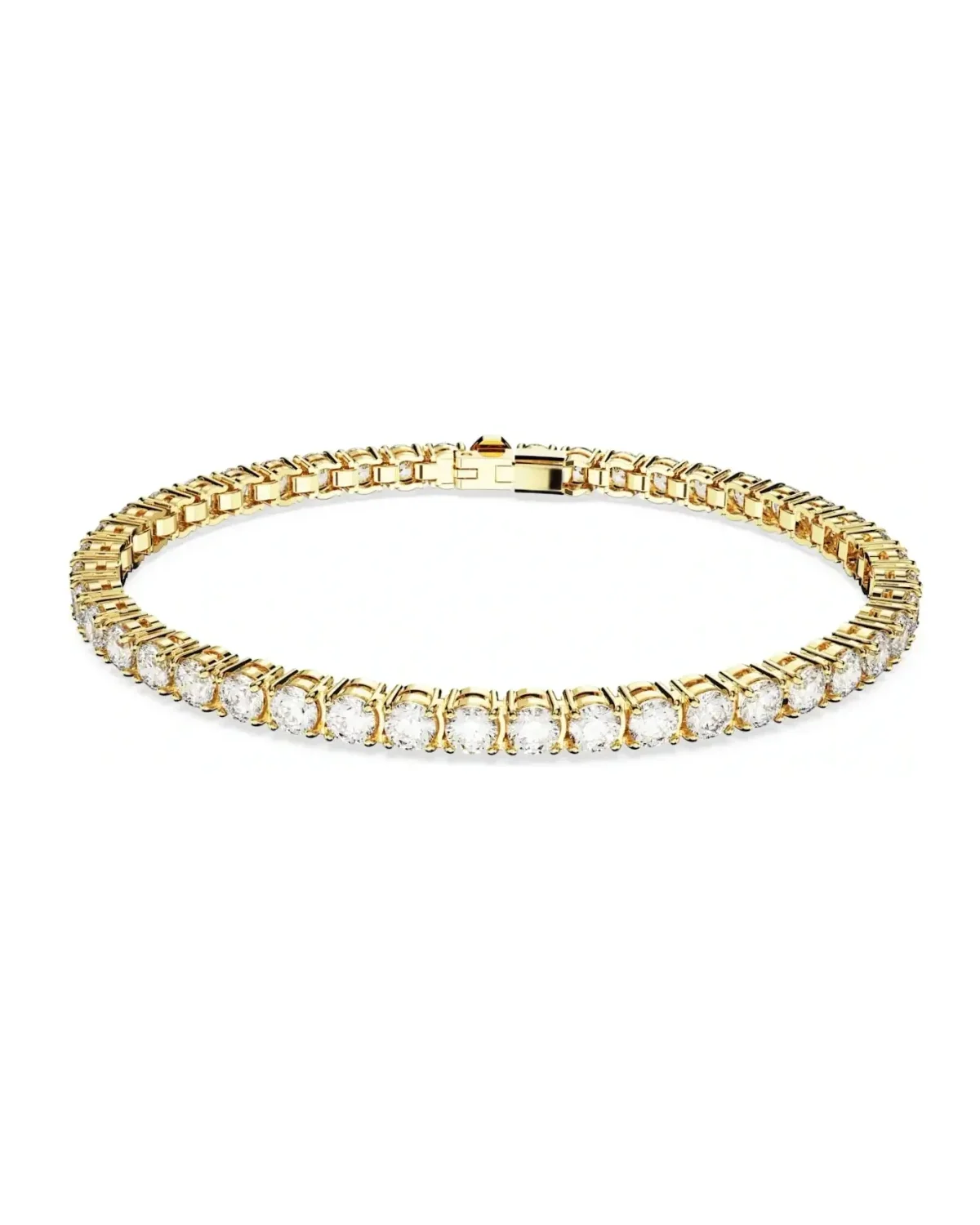 Bracelet Swarovski Matrix Tennis cristaux ronds plaqué or blanc femme
