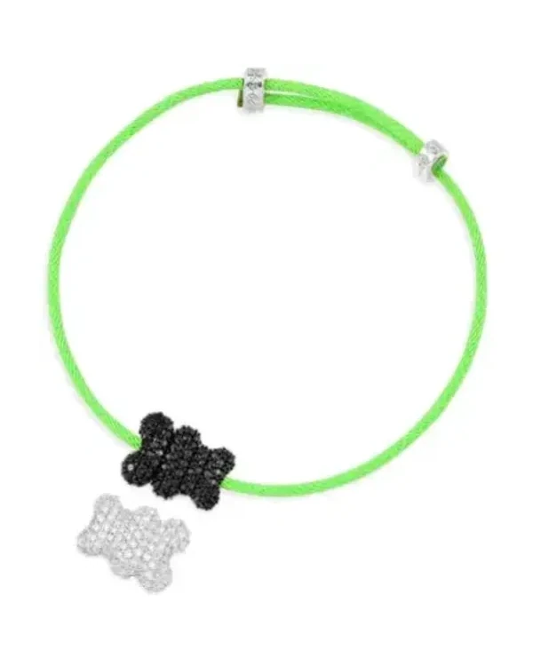 Bracelet APM Monaco Yummy Bear Baby Mood nylon argent 925 vert unisexe