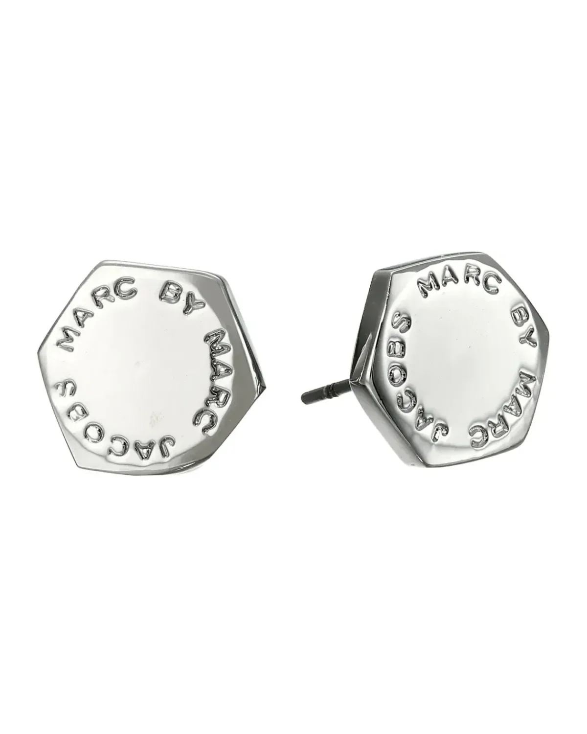 Boucles d'oreilles écrou Marc Jacobs acier inoxydable argent femme