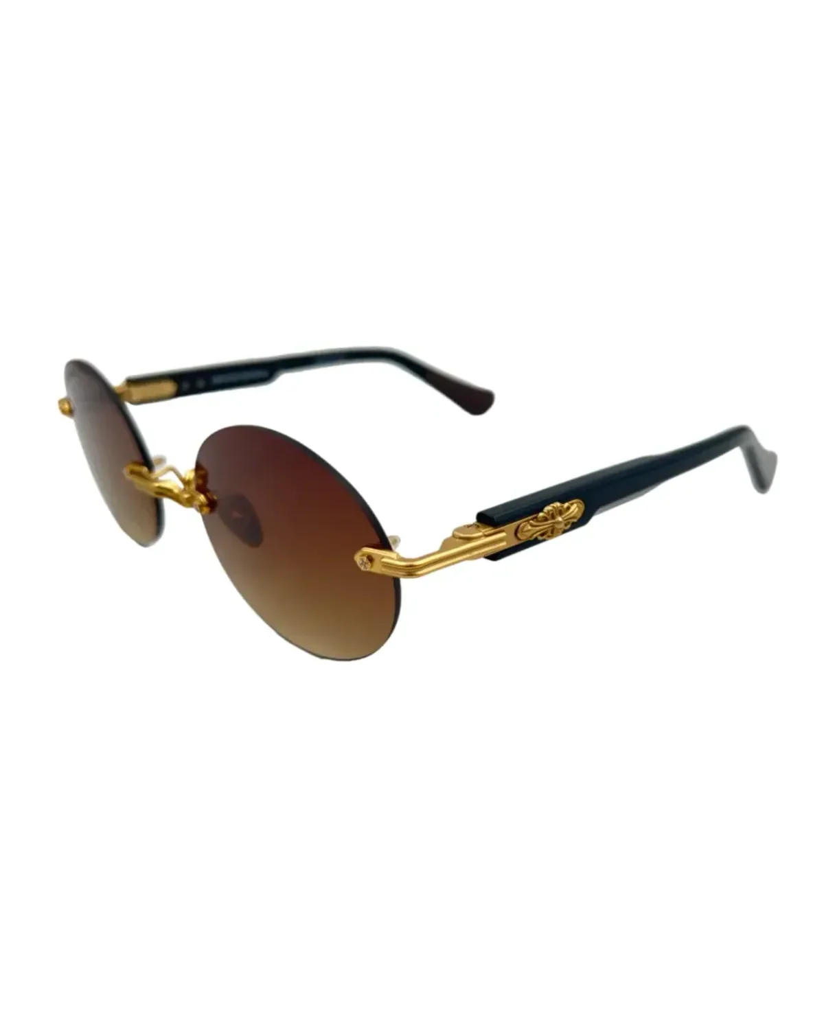 Lunettes de soleil Chrome Hearts Deep 3 ronde noir acétate