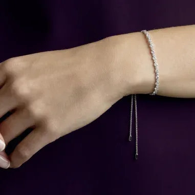 Bracelet Cupchain Cristaux Blancs Rhodié — vue 5