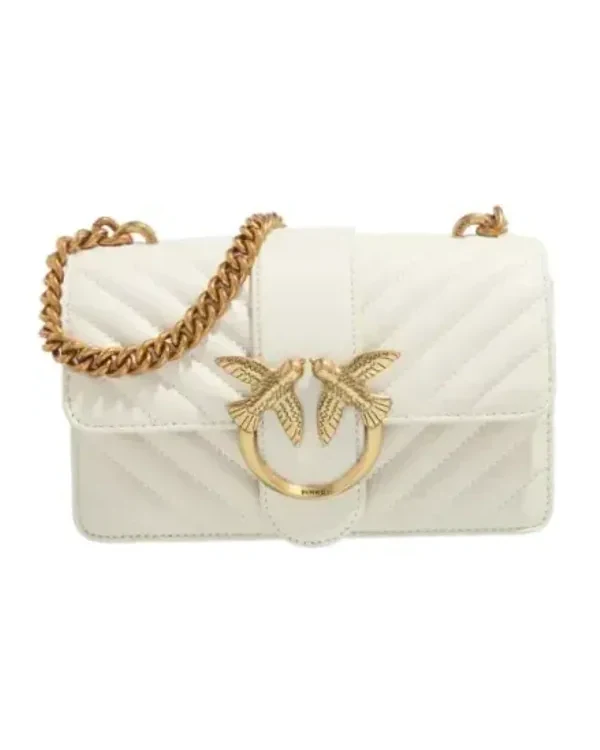 Sac à main bandoulière Pinko Love One Mini en cuir 107023-WHITE