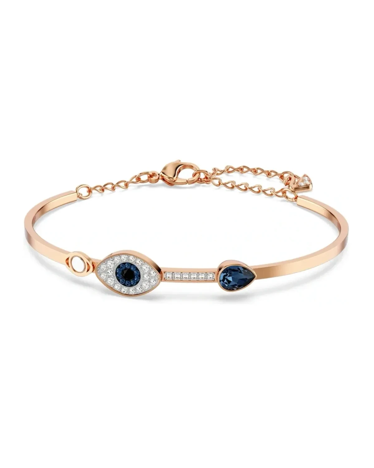 Bracelet-jonc Swarovski Symbolic métal plaqué or rose cristaux bleus femme