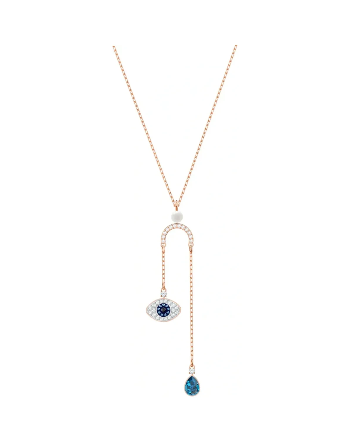 Collier Swarovski Duo Symbolica Evil Eye pendentif Y zirconium plaqué or rose