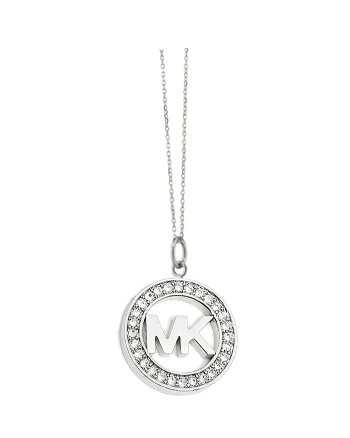 Collier Michael Kors logo MK brillants acier inoxydable argent femme