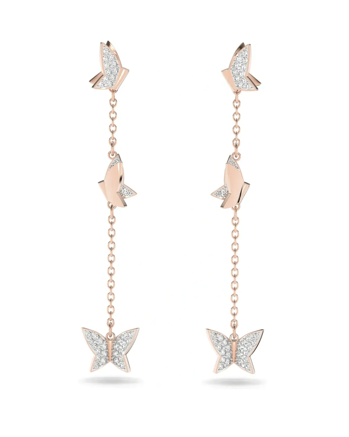Boucles d'oreilles Swarovski Lilia plaqué or rose cristaux blancs femme