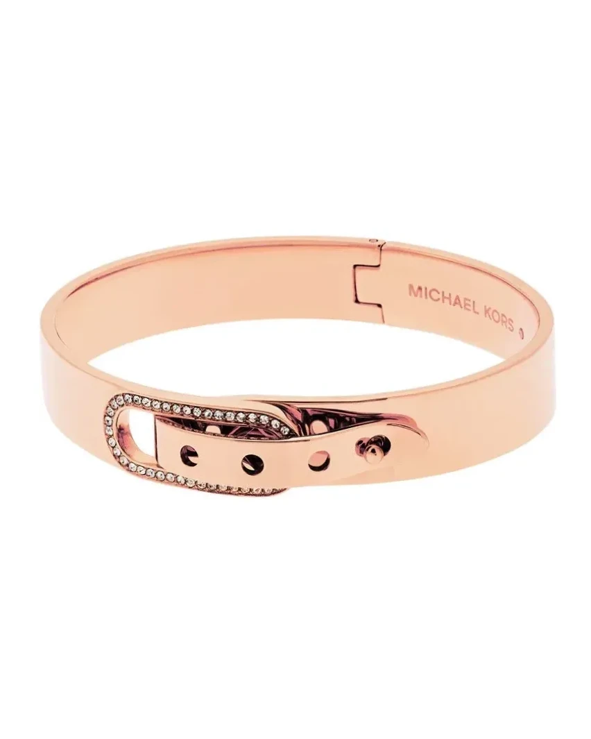 Bracelet Michael Kors acier inoxydable or rose strass femme
