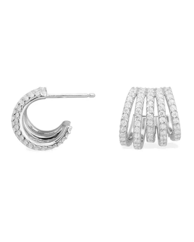 Boucles d'oreilles APM Monaco 5 anneaux argent 925 oxyde de zirconium femme