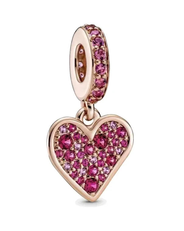 Charm Pandora cœur pavé zirconium plaqué or rose femme