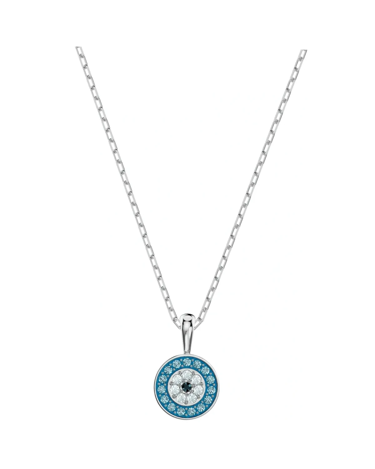 Collier Swarovski Luckily zirconium bleu chaîne métal rhodié femme