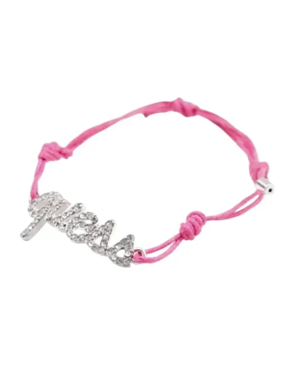 Bracelet Guess cordon nylon rose logo cristaux zirconium femme
