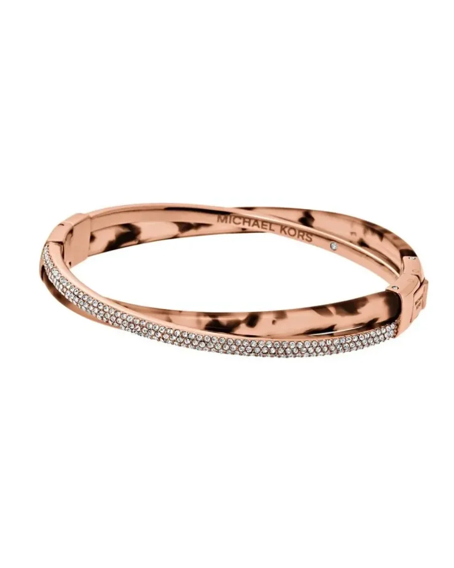 Bracelet Michael Kors acier inoxydable or rose et marron femme