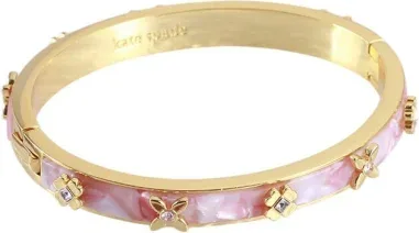 Bracelet jonc rigide Kate Spade Heritage Bloom métal doré et rose femme