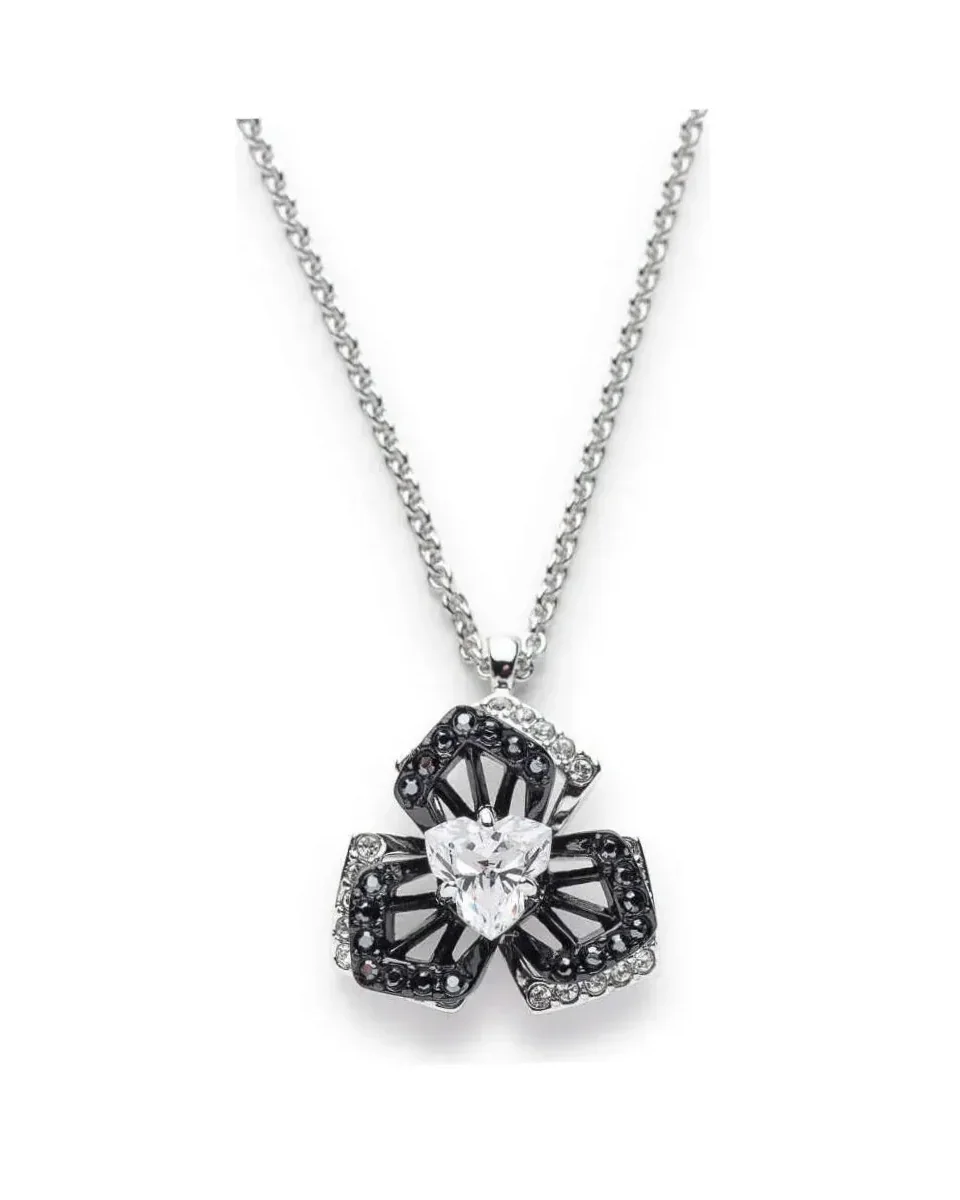 Collier Swarovski Linda plaqué rhodium cristaux noirs blancs femme