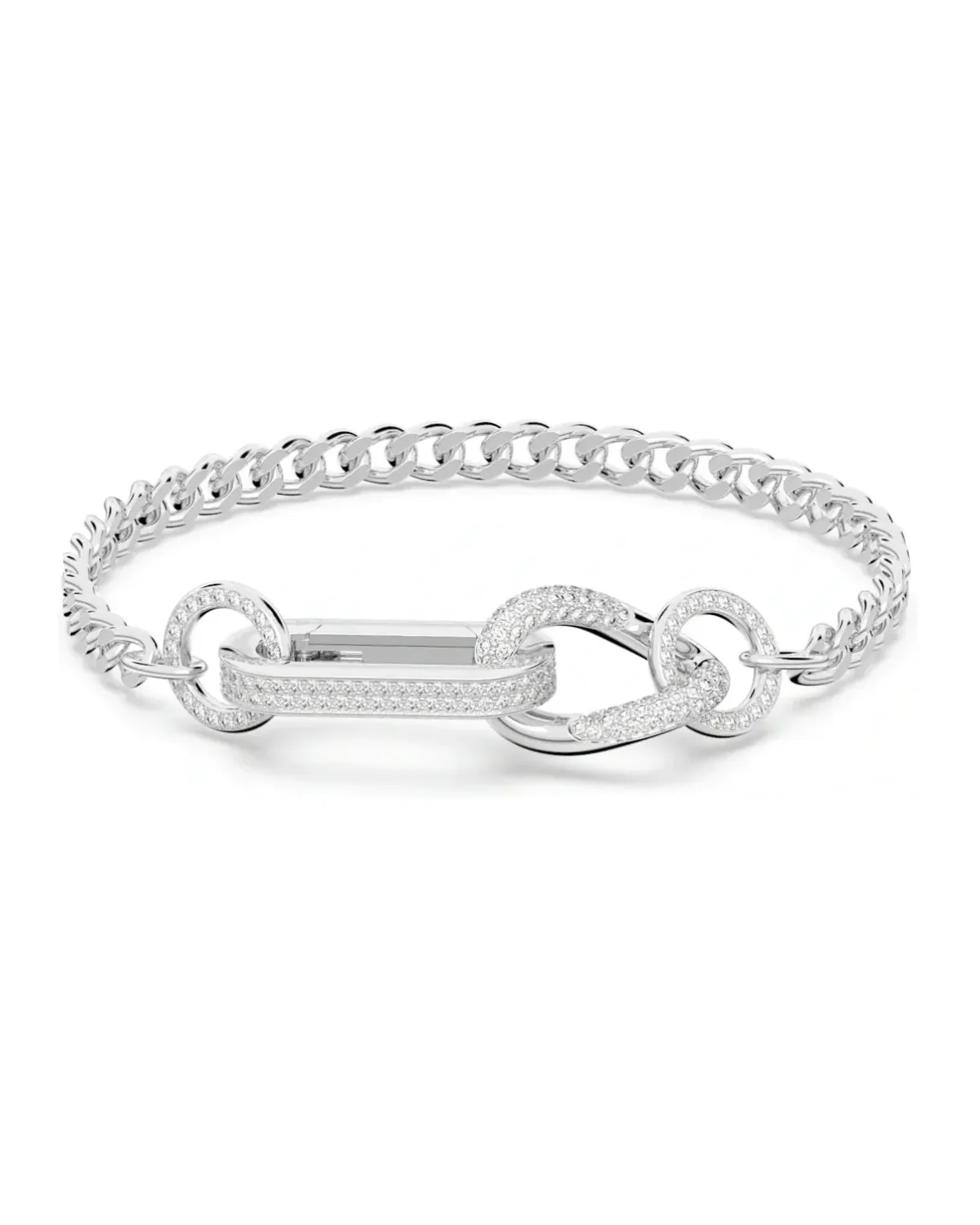 Bracelet Swarovski Dextera Pavé Maillons Plaqué Rhodium Argent Femme