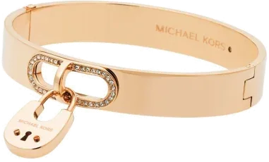 Bracelet Michael Kors or à strass et breloque cadenas