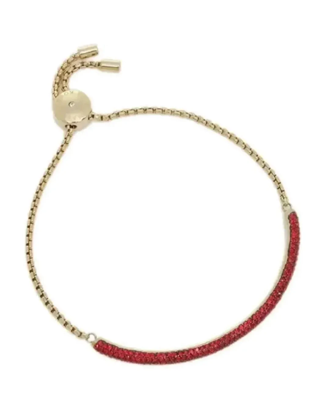 Bracelet Michael Kors acier inoxydable or cristaux rouges femme