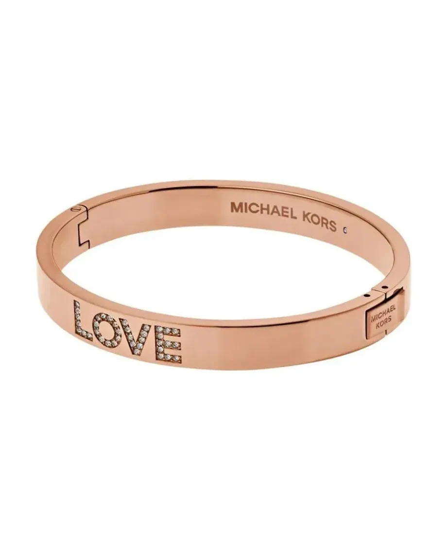 Bracelet Michael Kors Love acier inoxydable or rose femme