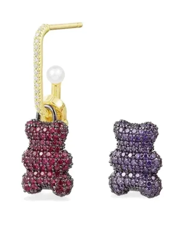 Boucle d'oreille APM Monaco Yummy Bear Baby Clip plaqué or 18k zirconium