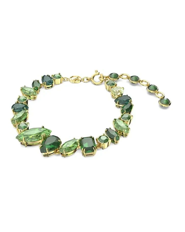 Bracelet Swarovski Gema cristaux verts placage or femme