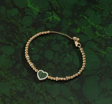 Bracelet Cœur Malachite APM Monaco - Or jaune ajustable — vue 2