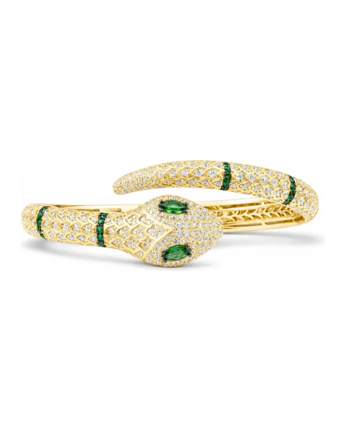 Bracelet Jonc APM Monaco Serpent Plaqué Or Jaune Cristaux Zirconium Unisexe