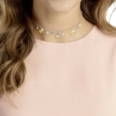 Collier Swarovski Ocean - Choker Rhodium Cristaux Multicolores — vue 4