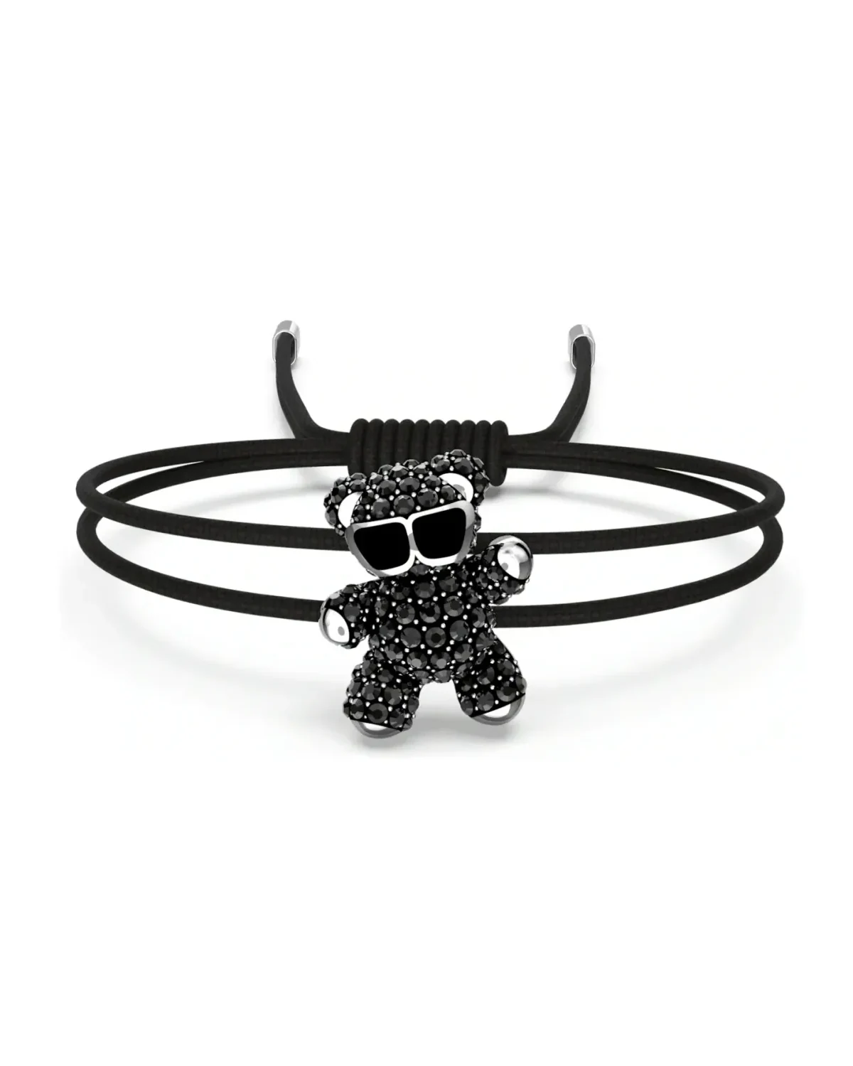 Bracelet Swarovski Teddy plaqué rhodium cristaux noirs unisexe