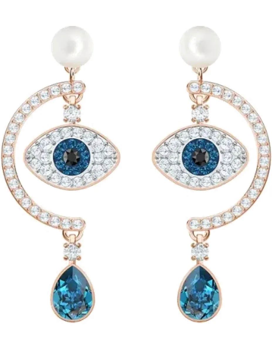 Boucles d'oreilles Evil Eye Swarovski en or rose