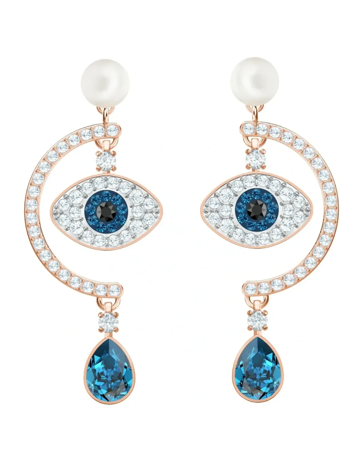 Boucles d'oreilles Swarovski Luckily Evil Eye zirconium plaqué or rose