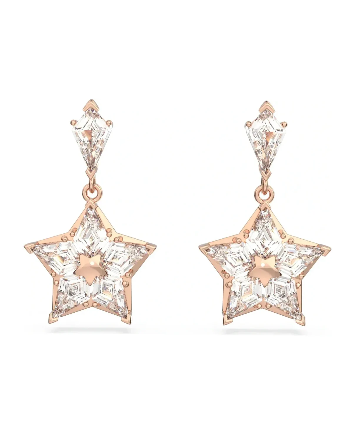 Boucles d'oreilles Swarovski Stella plaqué or rose zirconium femme